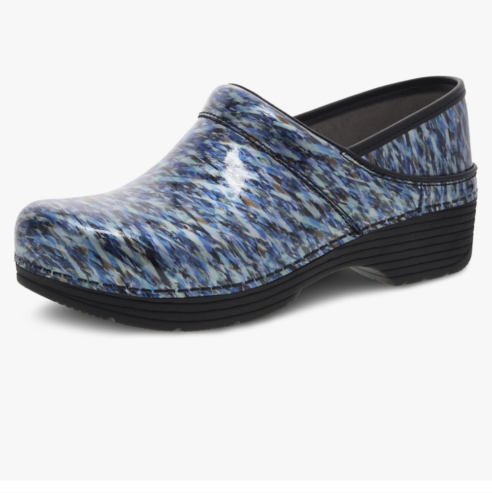 Dansko LT Stylish Blue Patterned Women's Clogs, Size 37. - Picture 4 of 12